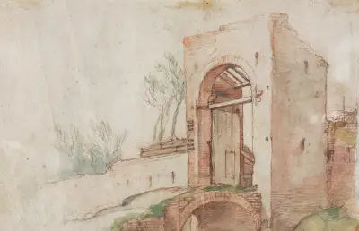 Bridge and Gate (verso) av Abraham Bloemaert