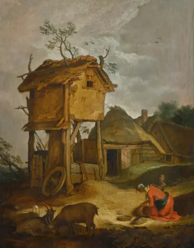 Farmyard with dovecote av Abraham Bloemaert