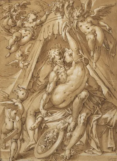 Mars and Venus av Abraham Bloemaert