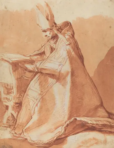 Seated Bishop av Abraham Bloemaert