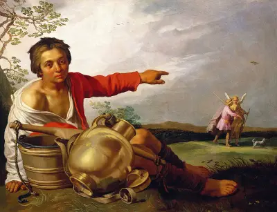 Herdepojken pekar på Tobias och ängeln av Abraham Bloemaert