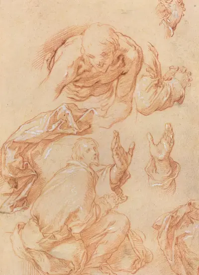 Studies of Hands and Bending Figures (verso) av Abraham Bloemaert