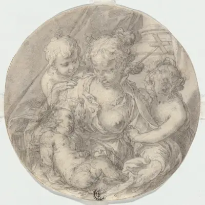 The Madonna with the Christ Child, with the infant John the Baptist and another Child (Caritas) av Abraham Bloemaert