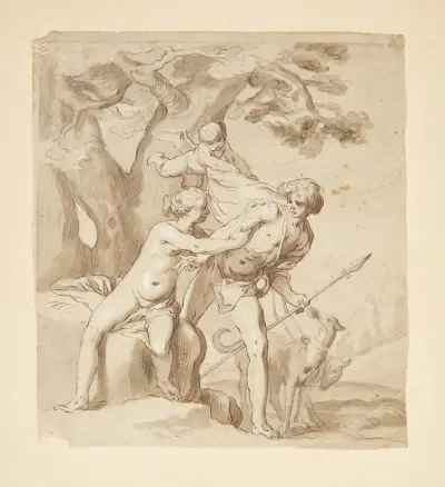 Venus and Adonis – nr 1 av Abraham Bloemaert