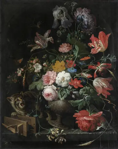 The Overturned Bouquet av Abraham Mignon