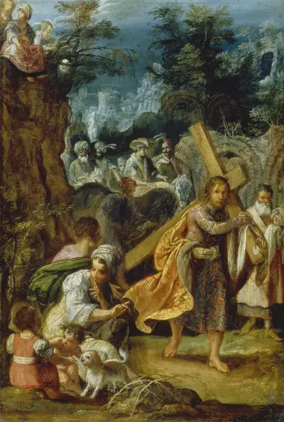The Frankfurt Altarpiece of the Exaltation of the True Cross, Emperor Heraclius’ Entry into Jerusalem av Adam Elsheimer