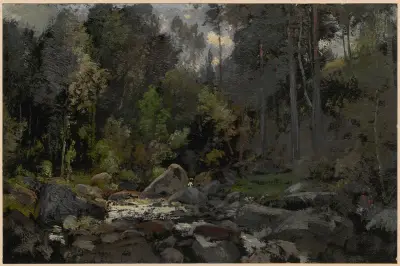 Forest stream in Przesieka av Adolf Dressler