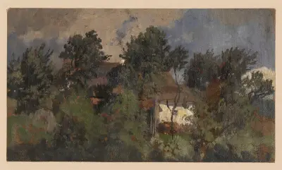 Houses among trees in Pełcznica von Adolf Dressler
