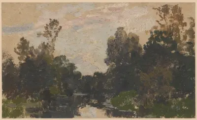Landscape by the River Barycz von Adolf Dressler