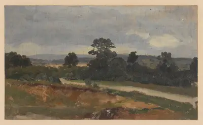 Landscape with a road and hills von Adolf Dressler