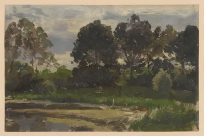 Trees and scrub by the River Barycz av Adolf Dressler