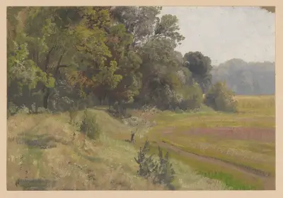 View of a meadow in the Oder valley av Adolf Dressler