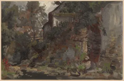 View of buildings on the Jedlica near Kowary av Adolf Dressler