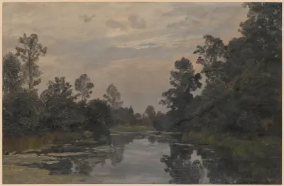 Wooded banks of the River Barycz av Adolf Dressler