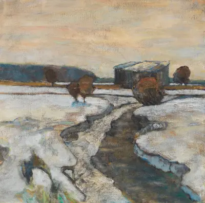 Dachauer Moorlandschaft im Winter, Adolf Hölzel