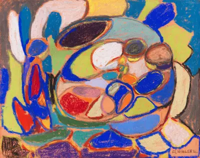 Komposition (Kleine Gruppe mit Engel), 1925 – nr 2 av Adolf Hölzel