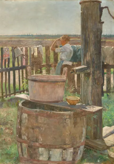 Mädchen am Brunnen av Adolf Hölzel