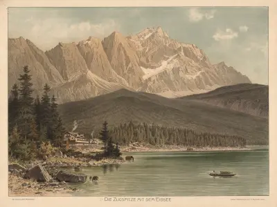 Die Zugspitze mit dem Eibsee av Adolf Lehmann