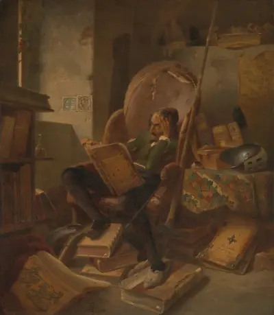 Don Quixote in his study av Adolf Schrödter