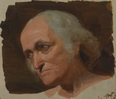 Studie des Kopfes eines grauhaarigen alten Mannes von Adolf Schrödter
