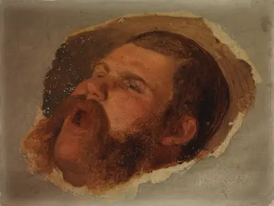 Studie eines zurückgeneigten Männerkopfes av Adolf Schrödter