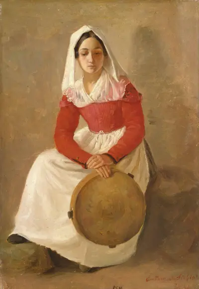 A women named Anunziata in Subiaco av Adolph Tidemand