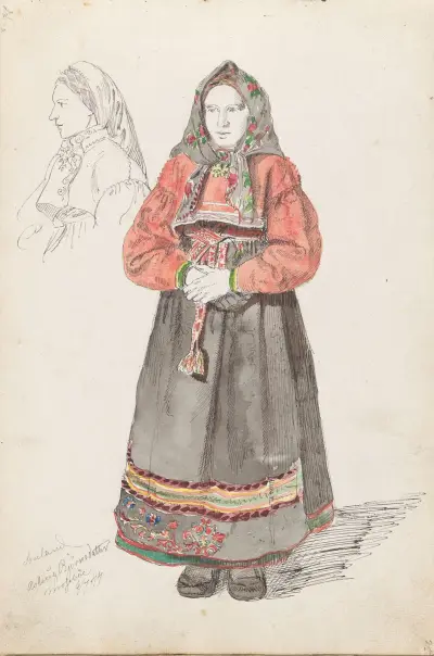 Aslaug Bjørnsdatter Mosebø, Sauland av Adolph Tidemand