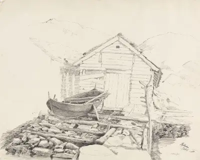 Båtnaust, Bjelkarøy av Adolph Tidemand