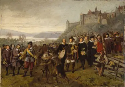 Christian IV founding Christiania. Sketch av Adolph Tidemand