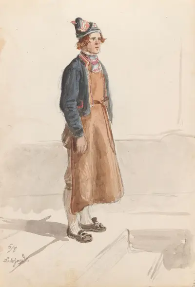 Draktstudie, Leksand av Adolph Tidemand