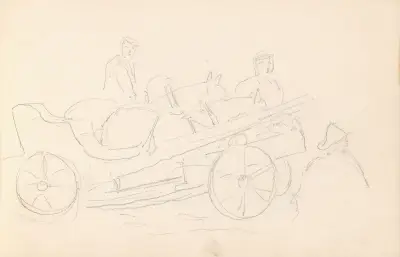 Drawings of carriages and figures (Probably 1859 or 1860) av Adolph Tidemand
