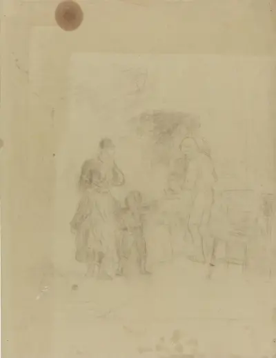 Familie ved peis av Adolph Tidemand