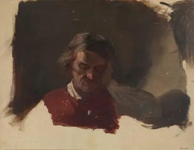 Farmer. Study for Low Church Devotion av Adolph Tidemand