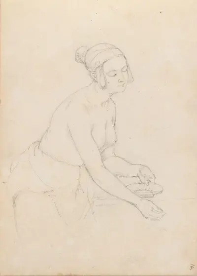 Female figure with a shell (Probably 1838 or 1839) av Adolph Tidemand