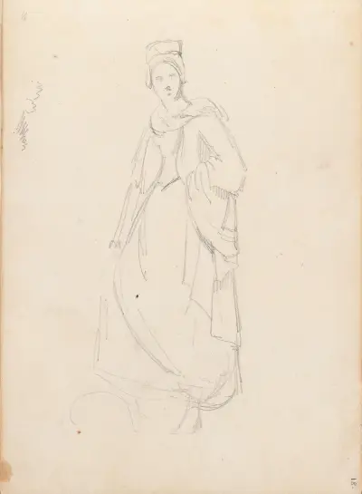 Kvinnlig figur (troligen 1838) av Adolph Tidemand