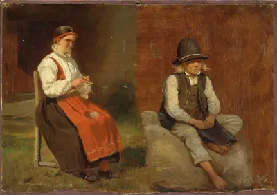 Figur Studies from Mora in Sweden av Adolph Tidemand