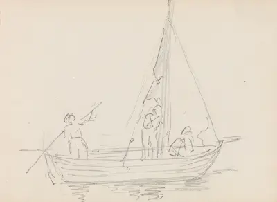 Figurer i båt av Adolph Tidemand