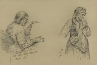 Gammel mann og gammel kvinne av Adolph Tidemand