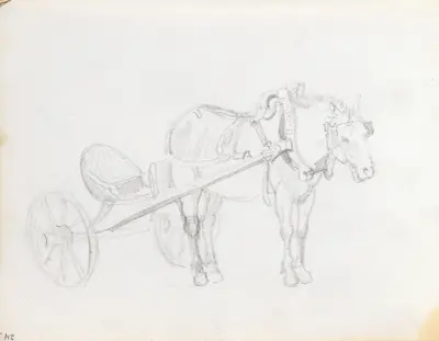 Hest og karjol av Adolph Tidemand