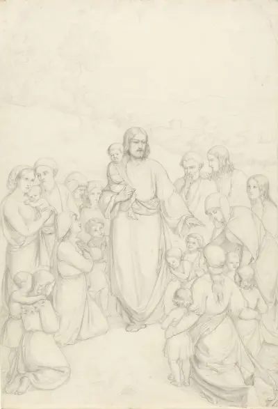Jesus blesses the children av Adolph Tidemand