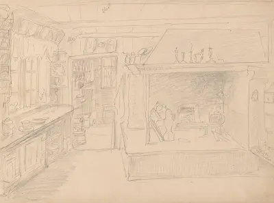 Kjøkkeninteriør av Adolph Tidemand