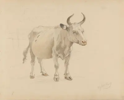 Ku med horn av Adolph Tidemand