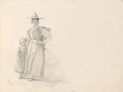 Kvinne og barn, Glion av Adolph Tidemand