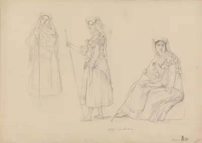 Kvinner i kostyme fra Cerbara, Subiaco av Adolph Tidemand
