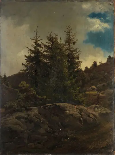 Landscape from Nes in Hallingdal av Adolph Tidemand