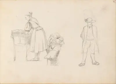 Wäsche; stehende menschliche Figur von Adolph Tidemand
