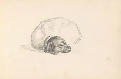 Liggande hund av Adolph Tidemand