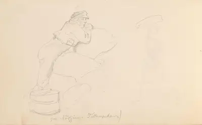 Mannsfigur, Norsjø i Telemark av Adolph Tidemand