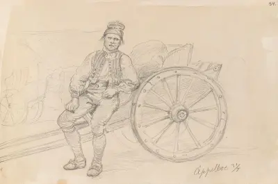 Mansfigur och kärra, Äppelbo av Adolph Tidemand