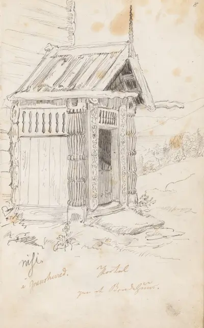 Portal på et brukshus, Nisi i Gransherad av Adolph Tidemand